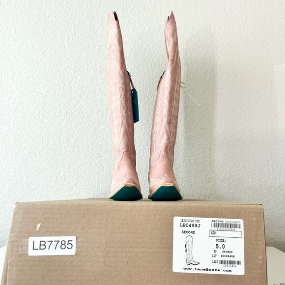 Lane LEXINGTON Over the Knee Womens Cowboy Boots 5 Pink Western Cowgirl Lace up - Picture 15 of 16